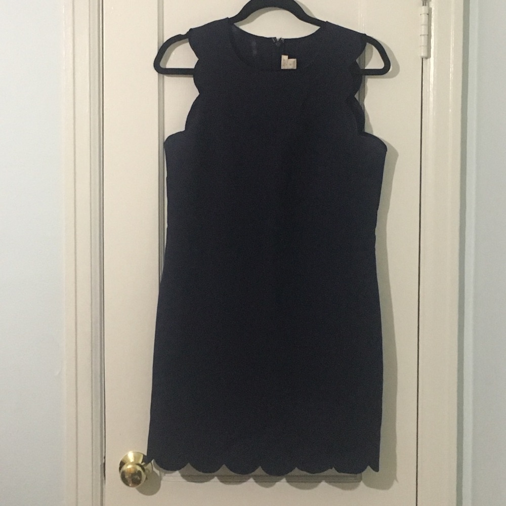 Navy Blue Scalloped Dress